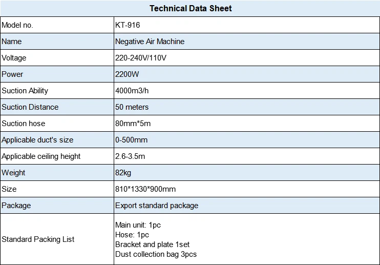 KT-916 Negative Air Machine
